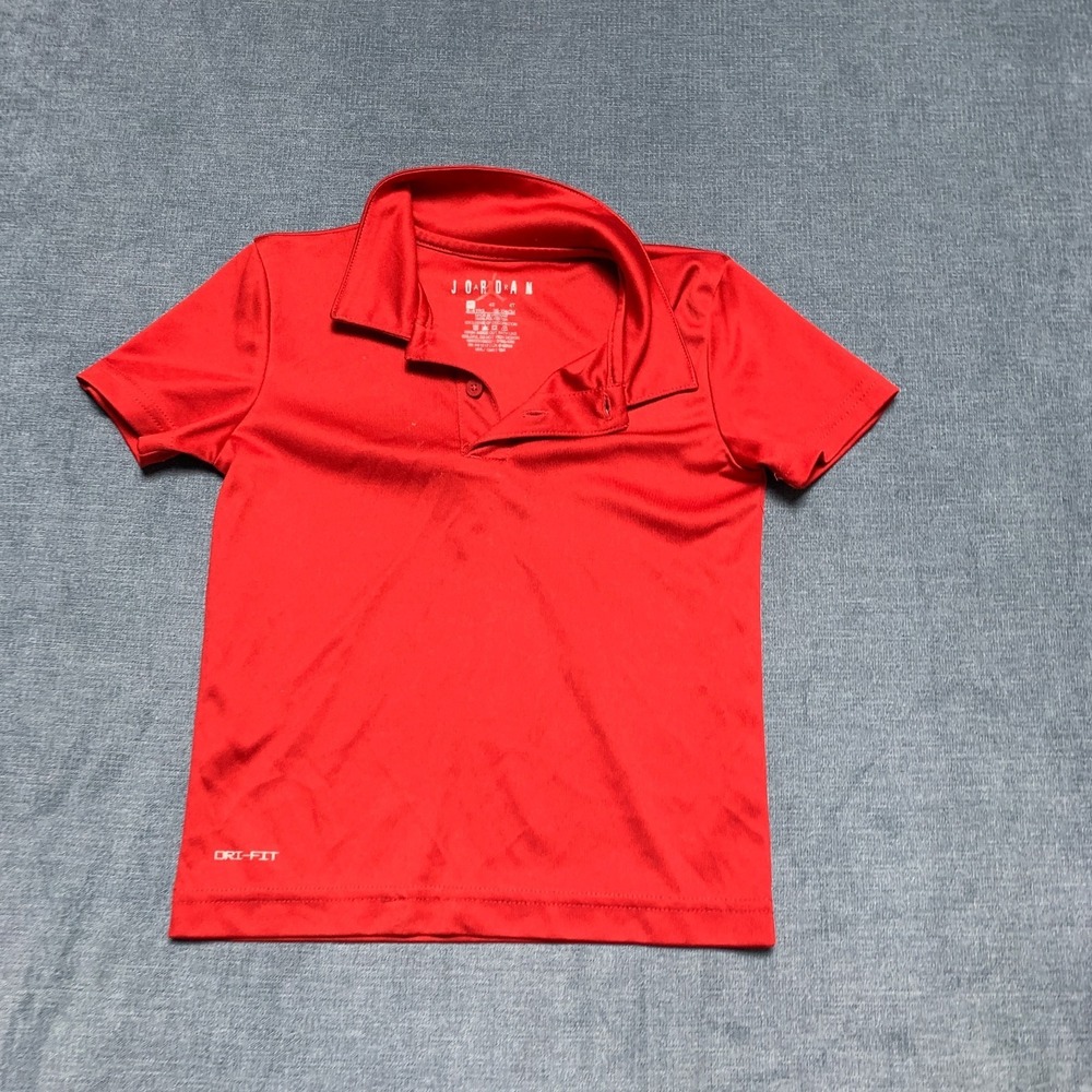 Jordan Dri Fit Polo Shirt Boys 4T Red Collared Short Sleeve Performance Sports